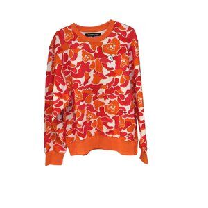 SOLANA HILLS Men's Large Orange Abstract Skull Crew Sweatshirt